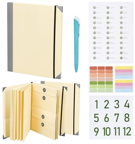 Les-Theresa If I Die Binder UK Organiseur de documents important multifonction avec 9 pages, 3 autocollants et stylo, jaune