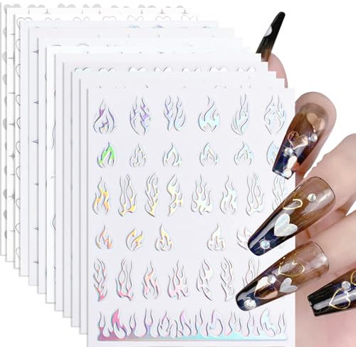 Kzouenzu 12 Blätter Nagelsticker, Nail Sticker, Selbstklebend Nagelaufkleber Nail Art Sticker Dekoration Nageldesign Zubehör