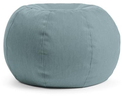 mokebo® Outdoor Pouf o. Hocker 'Der Kugelige' 60x45cm für Balkon & Garten Sitzhocker rund, Bodenkissen, Sitzwürfel, Sitzpouf, Fußhocker & Beistelltisch mit EPS-Perlen Füllung in Himmelblau