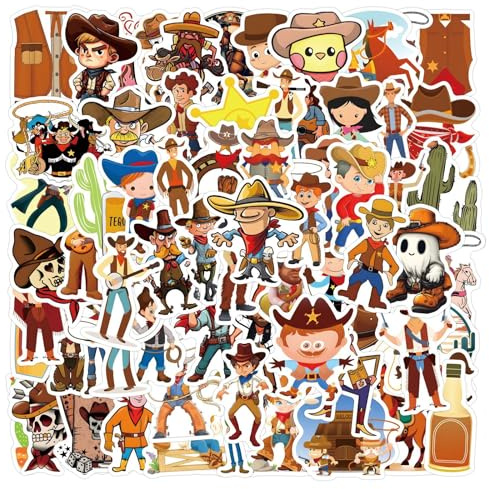 kaensc 100 Stück Western Cowboy Aufkleber für Laptop Motorrad Wasserkocher Gepäck Computer Koffer Telefon Skateboard Fahrrad Moped Fahrrad,Stilvolle Sticker für Kinder Jugendlich Erwachsene