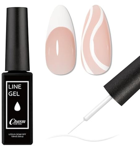 White Gel Nail Polish - French Tip Gel Polish for Gel Liner Nail Art - Liner for DIY Home Salon - UV/LED White Drawing, Beginner & Manicurist - Women’s Fingernail Lacquer