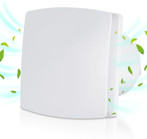 Vkechh Ventilatore da bagno, 100 mm, con sensore di umidità e valvola di ritorno, timer, ventilatore da bagno, ventilatore da bagno, ventilatore da soffitto e montaggio a parete, per cucina, finestre
