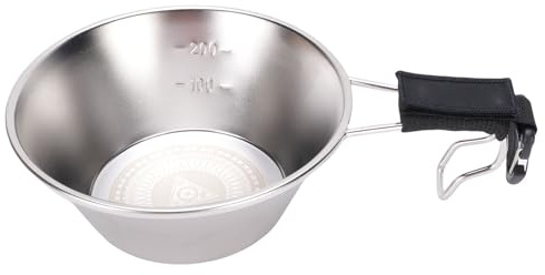 SUNGOOYUE 250ml Stainless Steel Camping Bowl, Lightweight & Portable Metal Camping Bowl with Handle, Anti-Stick Coating for Easy Cleaning, Suitable for Outdoor BBQ Picnic Hiking & Travel