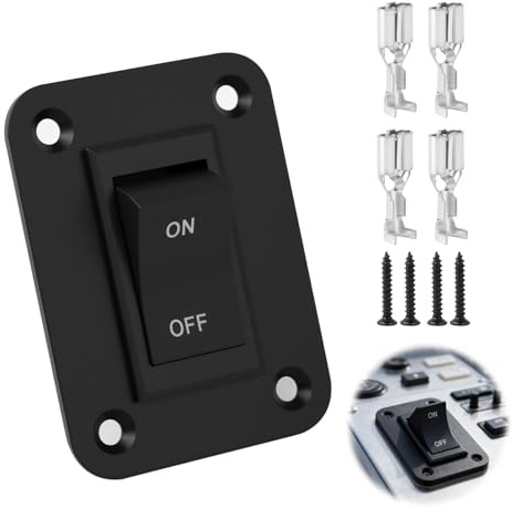 Ein Aus Schalter 12V KCD2-7 20A, 4 Poliger DPST Wippschalter Panel | Ein Aus Schalter 12 Volt Für Wohnmobil, Anhänger, Boot, Auto, Mit Isolierender Kunststoffschale, Platte Schrauben Und Klemmen
