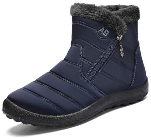 Tvtaop Winter Boots Mens Hiking Shoes Plush Snow Boots Warm Walking Sneakers for Men Non-Slip Waterproof Outdoor Trekking Travel Sports Dark_Blue_02 UK 7