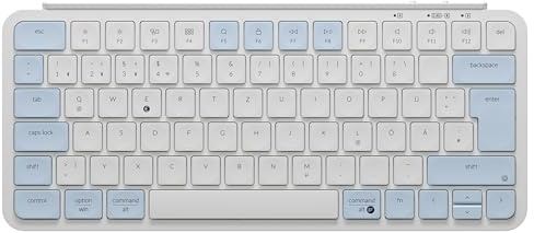 Keychron B1 Pro - Teclado inalámbrico ultrafino, 2,4 GHz/Bluetooth 5.2, 75% DE-ISO, batería de 800 mAh, programación con ZMK, teclado QWERTZ compatible con Mac/Windows/Linux, color azul vintage