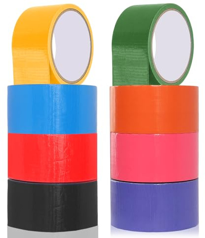 8 Rollen Klebeband Bunt, 48mm x 10m Panzertape Bunt Wasserfest, Panzerband Gaffa Tape mit Starker Klebekraft Chemiebeständig, Gewebeklebeband für Innen Außen Reparieren Befestigen Verstärken (Farbe)