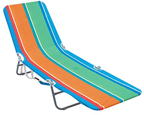 Rio Gear Kompakter Reise-Klappstuhl, Unisex-Erwachsene, Portable Folding Backpack Lay Flat Beach Lounge Chair with Backpack Straps and Storage Pouch, Orange und Grün, 72 x 21.75 x 35