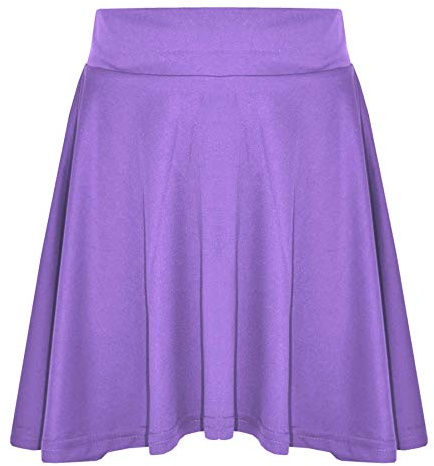 A2Z 4 Kids Girls Plain Skater Skirt Camouflage for School Trendy Soft Feel - Plain Skater Skirt Lilac 7-8