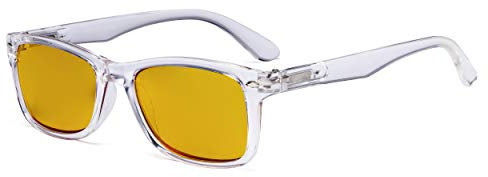 Eyekepper Blue Light Blocking Reading Glasses with Amber Tinted Filter Lens - Glare Reflective Computer Readers - Transparent Frame