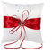 1x Hochzeit Ringkissen 20 x 20 cm, Ring Kissen Eheringe Brautkissen mit Bowknot Stain für Ehering Dekorative Romantische Hochzeitszeremonie (Rot)