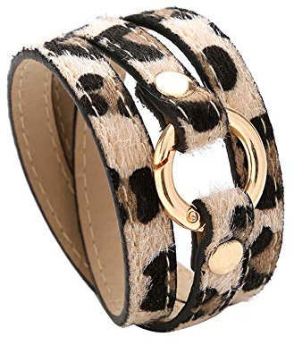 GREENLANS-1 Armbänder für Frauen Frauen Multi-Layer Winding Leopard Ring Lange Kunstleder Armband Armreif Schmuck