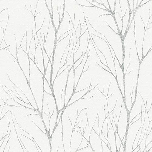 BRICOFLOR Vliestapete | Tapete Wald Waldtapete Tapete Baum - Tapete Diele & Flur - Beige / Crème, Grau | 10,05 x 0,53 m = Rolle 5.33 m²