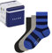 FALKE Unisex Kinder Socken Happy Triple Pack Giftbox K So Baumwolle gemustert 3 Paar, Mehrfarbig Blue Grey Mix 0020, 23-26