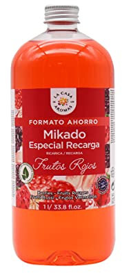 La Casa de los Aromas - Ambientador Mikado Reposición Frutos Rojos - Incluye Sticks de Recambio - Fragancia Duradera - Ideal para el Hogar, Baño, Casa - 1000 ml