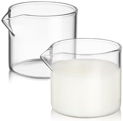 Luxshiny Small Glass Pitcher : 2pcs Mini Glass Jugs 120ml Creative Coffee Milk Pitcher Transparent Mini Pouring for Home Bar Party Milk Coffee Wine Syrup Cream Jug