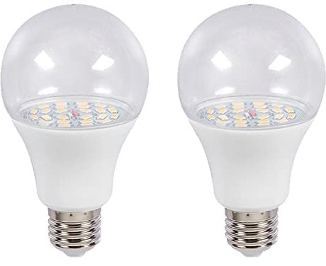 HYKITDAY 2 PCS LED Grow Light Bulbs Full Spectrum LED Grow Light Bulb for Indoor Plants Seedlings Flowers Greenhouse E27