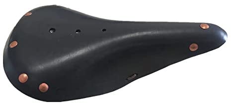 TentHome Retro Fahrrad Sattel Leder Fahrradsattel Kupfernieten Vintage Ledersattel Fahrradsitz MTB Cityradsättel Rennradsättel Mountainbikesättel Damen Herren schwarz