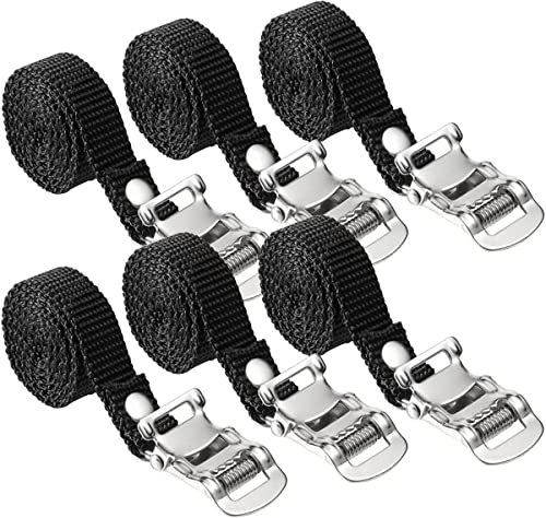 Pedalriemen,6 Stück Adjustable Bicycle Pedal Strap,Zehenclips Riemen mit Klemmschloss,Passend für die Meisten Fahrräder,Spinning-Bikes,Mountainbikes Schwarz