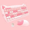 Cute Cat - Set tastiera e mouse wireless 2,4 G, compatibile con notebook, PC, laptop, tablet, computer Windows (multicolore rosa)