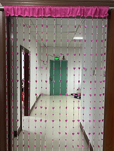 ZiDeTang Acrylic Beaded Door Curtain Home Décor Tassel Room Divider Curtain (100cm by 195cm, Heart Rose)