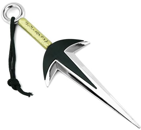FAYAIALO Minato Kunai Uzumaki Kakashi Namikaze Kunai Real Metal Ninja Cosplay Figur Modell Schlüsselanhänger Kollektion, silber, 7.1 inches