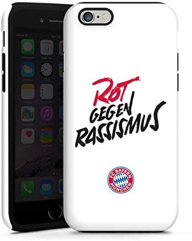 DeinDesign Panzer Handyhülle kompatibel mit Apple iPhone 6 robuste Outdoor Hülle Schutzhülle glänzend FC Bayern München FCB Rot gegen Rassismus