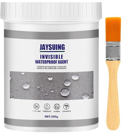 DENUOTOP Sellador Invisible Impermeable, Agente Impermeable Invisible, 300g Sellador Aislante Impermeable Transparente, Sellador Pegamento con Cepillo para Baño Techo Y Pared Exterior