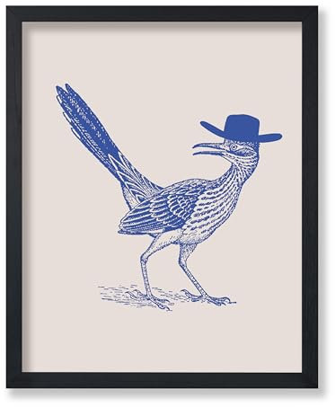 Poster Master Poster Blue Cowboy Roadrunner – Retro-Cowboy-Druck – Westernkunst – Wilder Westen Kunst – trendige Kunst – Geschenk für Männer und Frauen – Dekoration für Büro, Wohnheim oder
