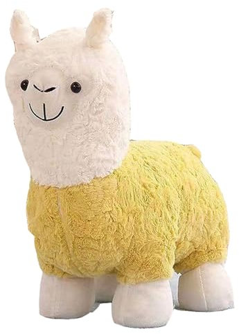 TUPOSTAR Alpaka-Hocker Niedlicher Ottoman in Tierform Stuhl Für Kinder Leicht Und Stabil Bank Aus Massivholz, Schuhhocker,Gelb,45X20X38CM