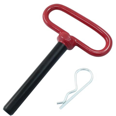 Moicstiy Perno e clip per gancio di traino per rimorchio, 5/8 x 4 pollici, perni per gancio di traino per camper, trattori, tosaerba (rosso)