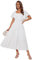 GRACE KARIN Casual Women's Summer Elegant Wedding Guest Dress Ruffle Sleeve Flowy Long Chiffon Dress White M