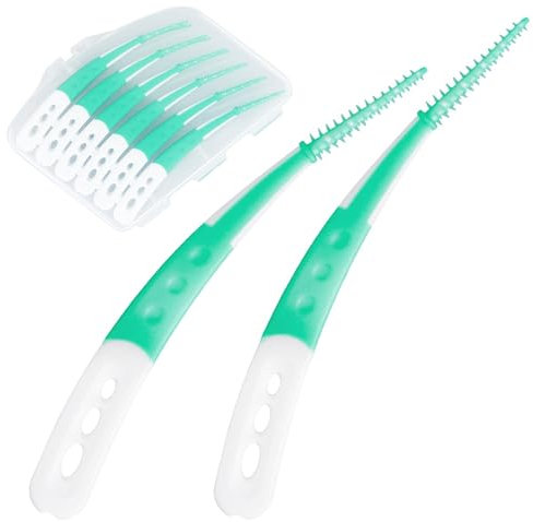 12 Unidades Forma Curvada Palillos Interdentales de Dientes Reutilizable,Cepillos Interdentales Interdental Ultrafino,Palillos de Dientes,Limpia Dientes,Acción Suave para Las Encías Sensibles