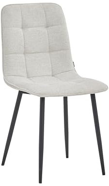 Colenis® Chaises de Salle à Manger Ela, Lot de 2, Beige, Lin, Chaise de Cuisine, Pieds en métal Stable, Chaise Chambre à Coucher, Chaise Salon