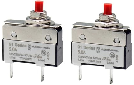 Disjoncteur miniature 5A série 91, 2 pièces, protection contre les surcharges(9A)