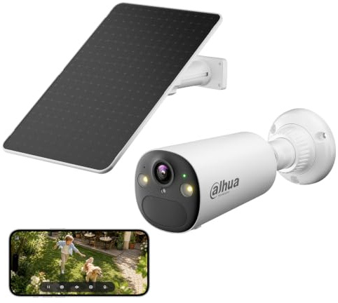 Dahua BF4C Überwachungskamera Aussen Solar akku mit 8W Solarpanel,AOV Modus | 2,4/5GHz WLAN Kamera Outdoor,Farbnachtsicht,KI Personen/Fahrzeugerkennung,Auto-Tracking,5200 mAh Akku，Weiß，Lokaler Speicher
