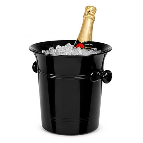 bar@drinkstuff Black Acrylic Wine & Champagne Bucket – Large Ice Cooler with Handles for Wine, Prosecco & Champagne Bottles – Stylish Drinks Chiller for Parties & Events