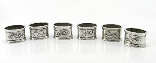 6 Pack Serviettenringe zinn Silber, handgefertigt in Italien von Cavagnini