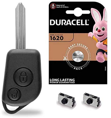 Coque de Clé Plip Boitier Télécommande Citroen Berlingo Saxo Xsara Picasso ✚ Pile CR1620 - Kit iRace Keys®