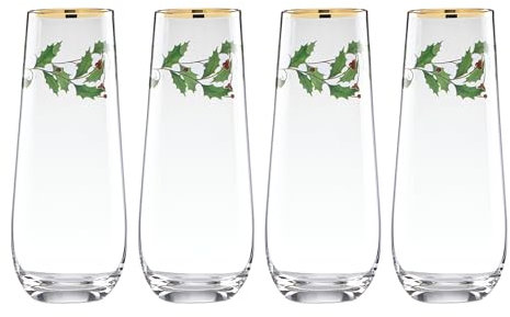 Lenox 889237 Holiday Lot de 4 flûtes sans Pied Thème Noël