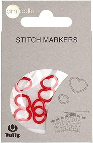 Tulip AC-008E Stitch Markers Heart XL, rot, 1 Stück, Red