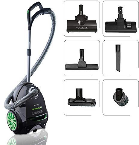 MPM MOD-28 Aspirapolvere con Sacco da 4,5 L, Silenzioso, Accessori, Spazzola Turbo, Tutti i Tipi di Pavimenti, Tappeti, Pannello a LED, Cavo da 8 m, 10 Sacchi, Filtro a 4 Stadi, HEPA 13, 750W