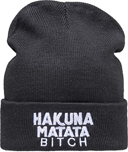 Baddery Strickmütze: Hakuna Matata Bitch - Wintermütze Workwear Mütze - Unisex Damen & Herren Frauen & Männer Urban Streetwear Geschenk - Ski Snowboard Winter Warm Weich - Lauf Sport (One Size)