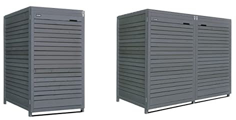 Lukadria Cache-poubelles en bois pré-imprégné pour 3 tonnes Anthracite 120-240 l