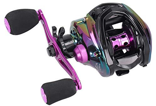 Alomejor Baitcasting Angelrolle 8,1: 1 Angelrolle mit hohem Geschwindigkeitsverhältnis Leichtes Metallguss-Angelrad für Süßwassersalzwasser(Links)
