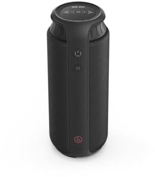 Hama Bluetooth Lautsprecher Pipe 2.0 spritzwassergeschützt (Tragbare Bluetooth Box mit Touch Panel, Musikbox wassergeschützt nach IPX4, 24 W, Aux, 12 h Spielzeit, True Wireless Stereo) schwarz