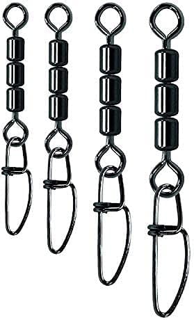 Set: 2 Packungen (insgesamt 12 STÜCK) Jenzi High-Speed Wirbel mit Fastlock-Karabiner, Black Nickel, Größe 10 12 Kg+gratis Petri Heil! Aufkleber