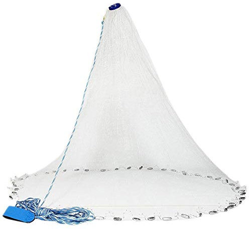 Wurfnetz Wurfnetz Fischen Fischernetz Angeln Cast Net Nylon Tragbaren Handgussfischnetz Salzwasser Fischen Fangnetz Für Köderfalle Weiß