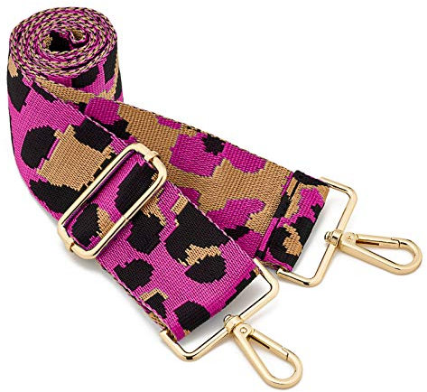 ZOUIQSS Damen Goldfarbene Bunter Schultergurt längenverstellbarer breiter Tragegurt Schultergurt für Handtaschen 3.8cm breit 73-125cm-Schultergurt für Handtaschen((5CM) Leopard9)