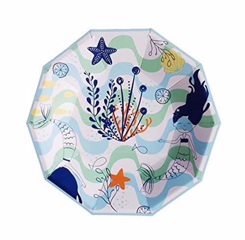 Platos de fiesta de sirena (paquete de 8) | Sirena fiesta de cumpleaños | Sirena fiesta | Platos de papel de sirena | Platos de papel bajo el mar